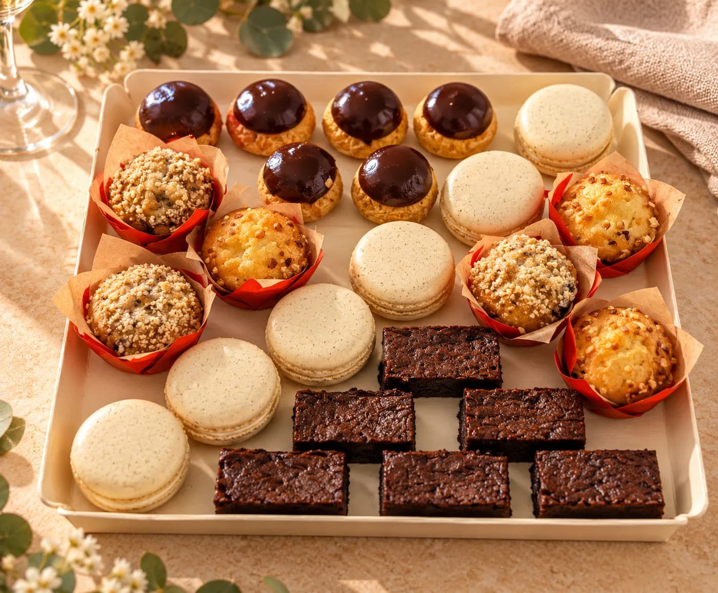 How many desserts per person: petits fours, verrines, cakes?