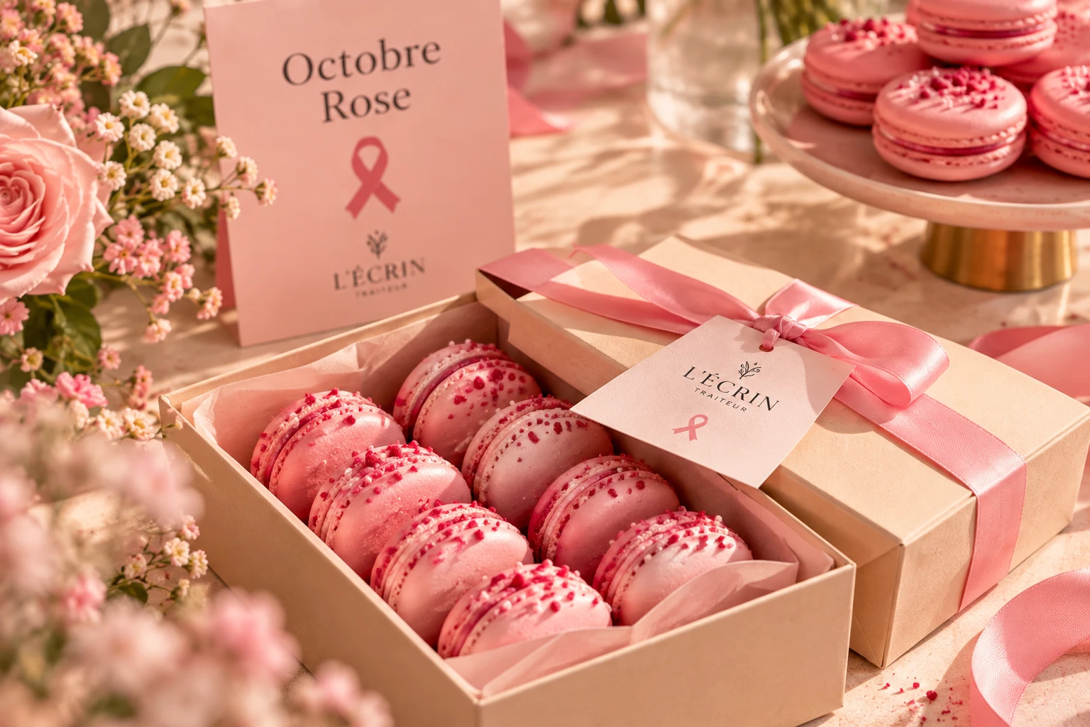 Pink October sweet jar at the office: a pink sweet bar to raise awareness gently
