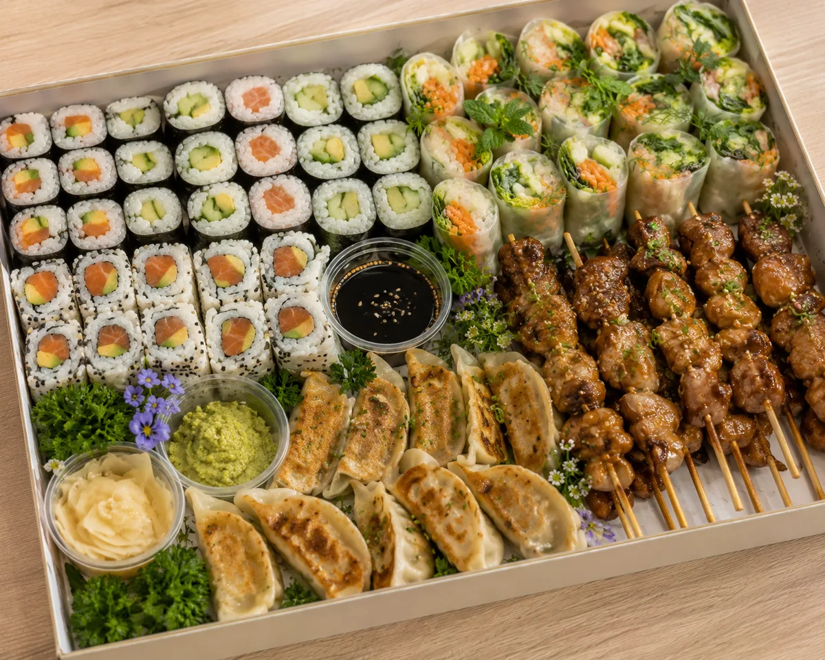 Asian tray for a company after-work event in Paris: where to order, how much to plan